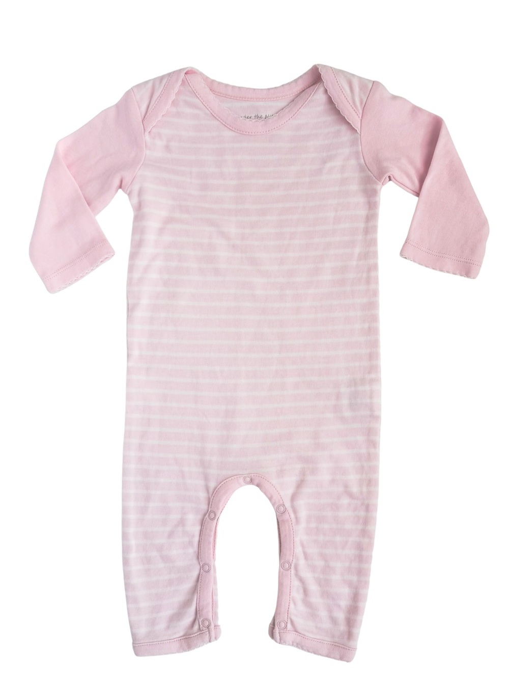 Under The Nile Baby Romper 3-6M Pink White Stripe Organic Egyptian Cotton